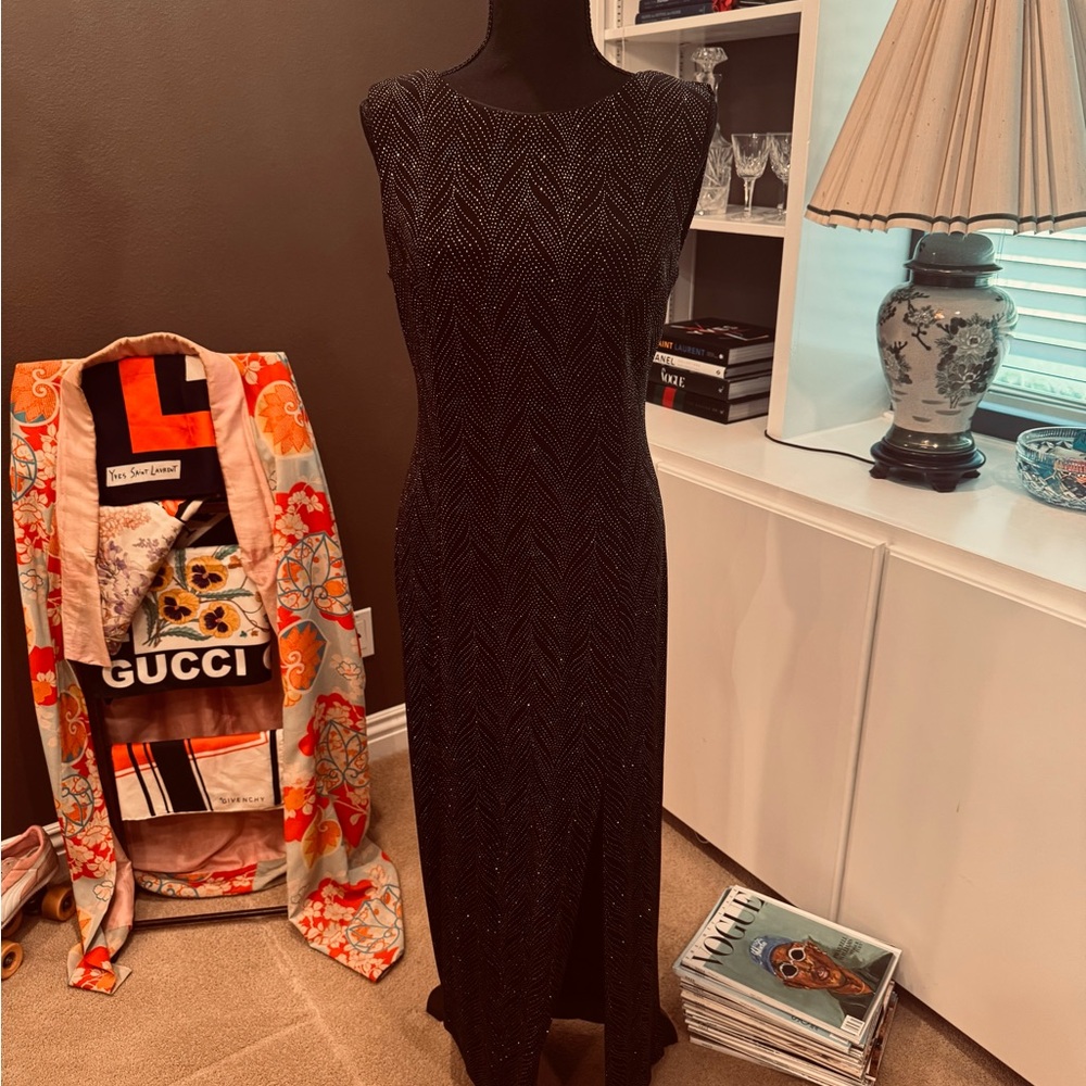 Jessica Howard Black Sleeveless Sheath Maxi Dress